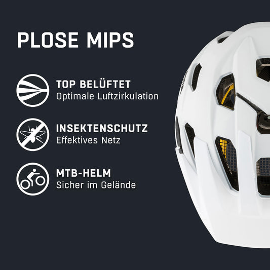 ALPINA PLOSE MIPS - Safe and comfortable MIPS Enduro & MTB bike helmet with antibacterial padding for adults, optimal protection, White matt, L (57-61 cm)