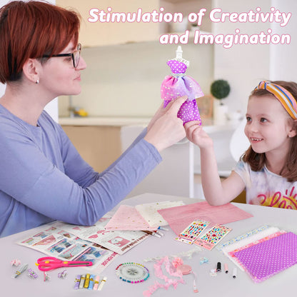 Sanlebi sewing kit for kids aged 8, 9, 10 years, fashion design craft set with fabric, mannequins crafting gifts for girls 8 years +
