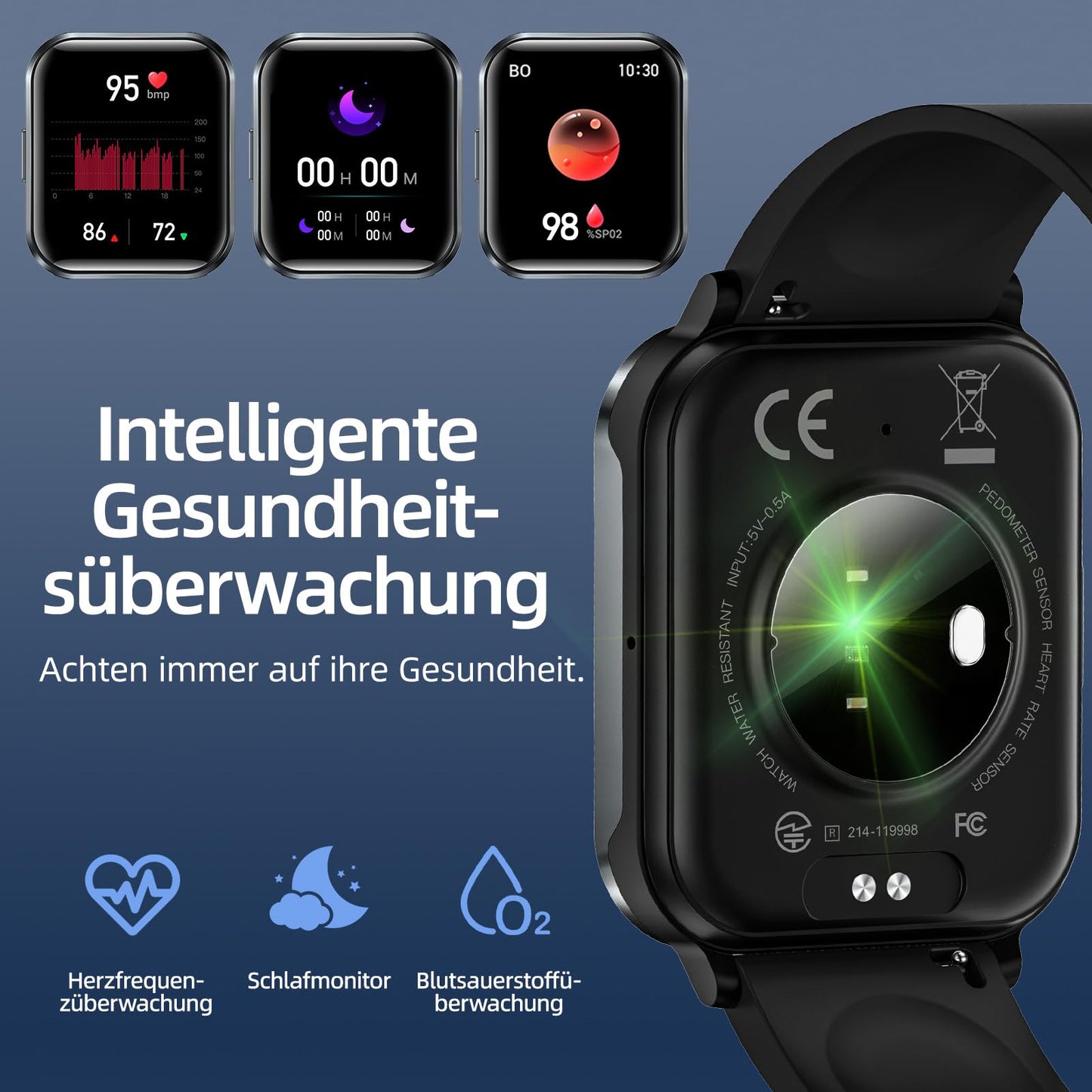 Guardian Smartwatch for women and men with phone function, 1.83’’ fitness band smartwatch with 100+ sport modes, heart rate monitor, SpO2 monitor, sleep tracker, step counter, stopwatch for iOS Android.