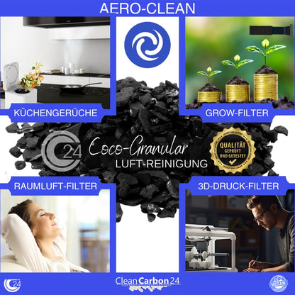 Activated charcoal granules 3.4 - 4.8mm, made from coconut shells for air purification (2.5 liters)