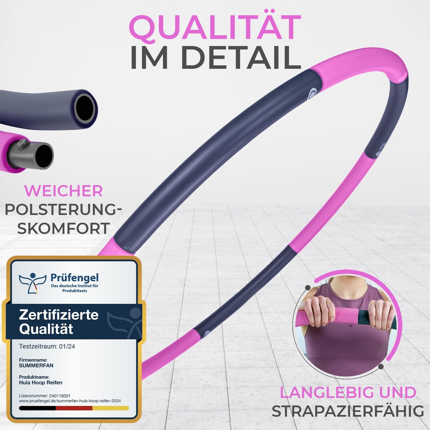 SummerFan Hula Hoop for Adults for Weight Loss 1.5kg without Waves and Bumps [1.5kg, 100cm, 8 Segments] - Hullahub Fitness Sport