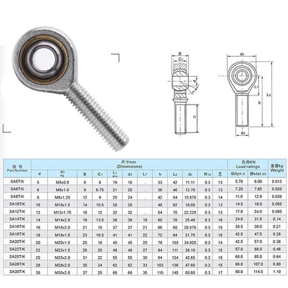 4 pieces of ball joint ball joint bearing with external thread joint ball joint performance ball joint uniball joint ball joint bearing (M12)