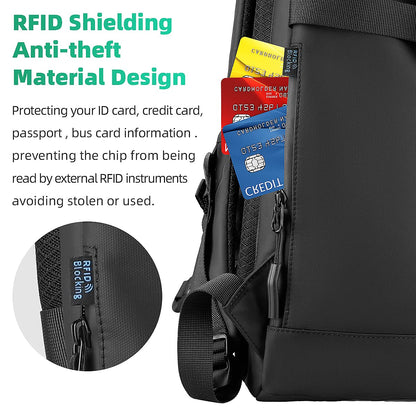 MARK RYDEN Rolltop Backpack with 3-Size-Technology, 15.6" Laptop Compartment, Water-Resistant, Compass, RFID-Blocking for Work, School, Travel, and Sports. Perfect for Men and Women.