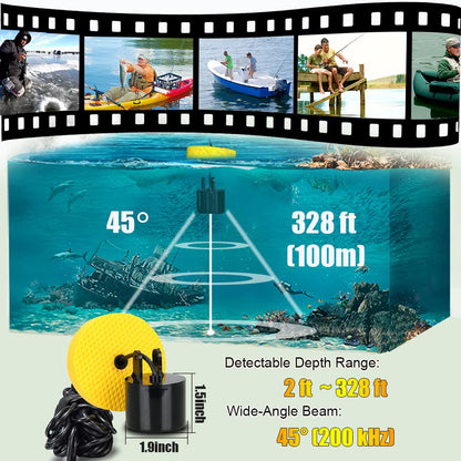LUCKY Portable Fish Finder Fish Detector Device Handheld Depth Finder for Boat Kayak Canoe Pontoon Jon Boat Jet Ski Float Tubes Ice Fishing Fish Finder Shore Fishing Gifts for Men
