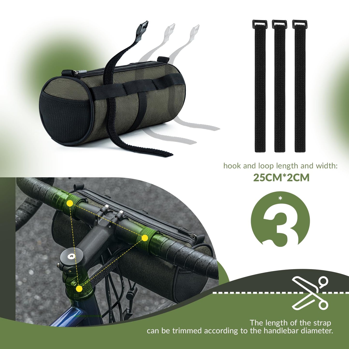 ROCKBROS bike handlebar bag, Multifunctional bike bag handlebar storage bag with shoulder strap for MTB, road bike approx. 2L.