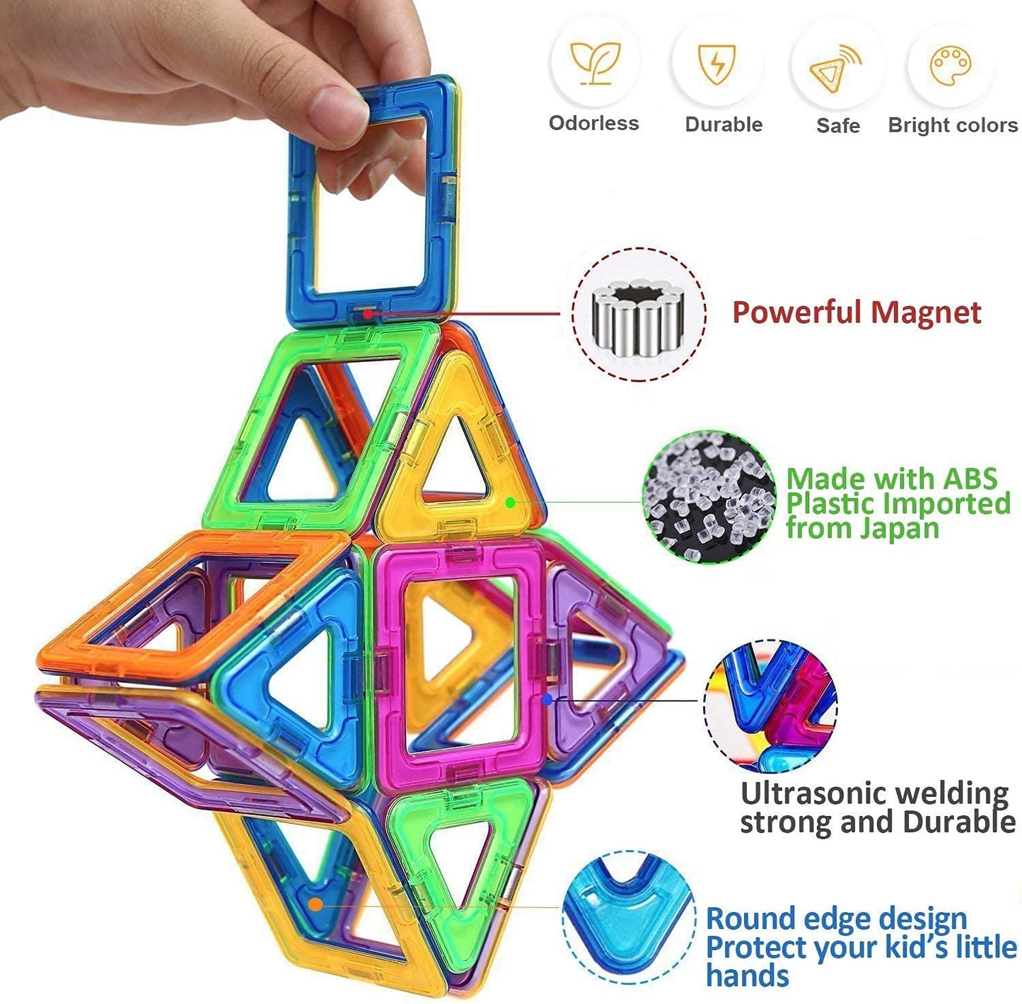 CONdis Magnetic Building Blocks 95 Pieces, Magnet Game STEM Magnetic Blocks, Creative Educational Toy for Montessori Toy Preschool Learning for Boys and Girls from 3 years old