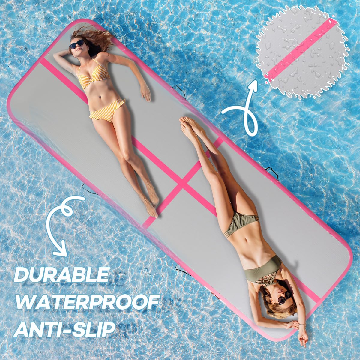 KIKILIVE 20CM High Gymnastics Mat Tumbling Mat, 5M Inflatable Gymnastics Track Mat Air Tumbling Mat with Air Pump Inflatable Sports Mat for Fitness/Outdoor/Yoga/Training, etc.