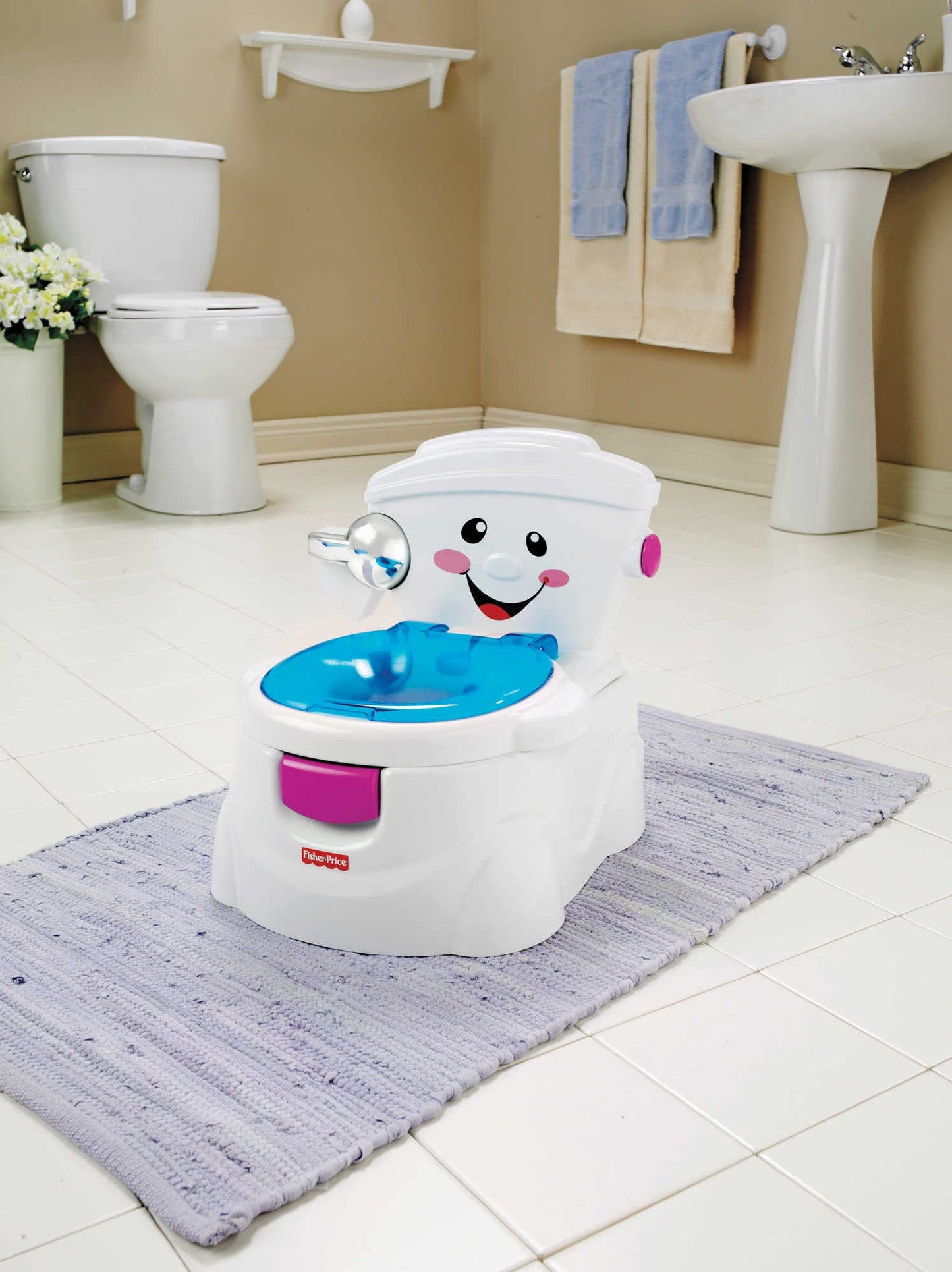 Fisher-Price My First Toilet, Baby Potty, with Music & Funny Phrases, portable Baby Toilet, removable Toilet Seat, German Version, from 1 year, P4326