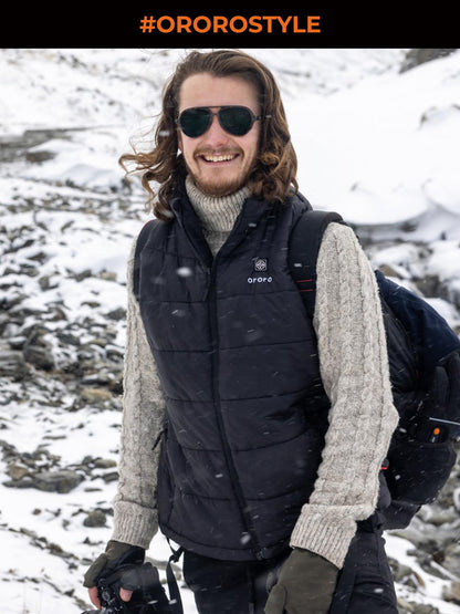 ORORO Men's Heated Vest with Powerbank, Up to 10 Hours of Heat - Charger Not Included (Neutral Black, M)