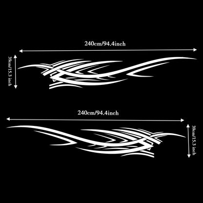 TOMALL 2Pcs 240cm x 39cm Flame Graphics Body Side Sticker Flame Racing Sport Stripes Sticker for Car Universal Vinyl Self-adhesive Decoration Accessories for Truck SUV Off-road Vehicle (white)