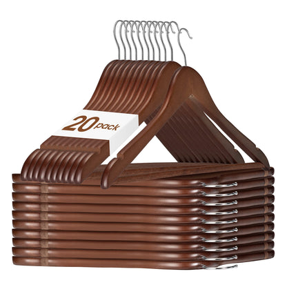 HOUSE DAY 20 Pack Walnut Wood Hangers Durable Rotating Coat Suit Wide 44.5cm Natural Wood