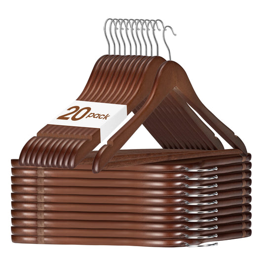 HOUSE DAY 20 Pack Walnut Wood Hangers Durable Rotating Coat Suit Wide 44.5cm Natural Wood