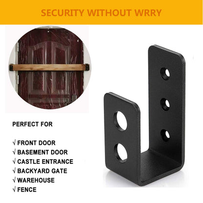 VANROUG 2 x 4 door barricade brackets, 2 pieces, durable steel bar, security door lock holder, for 2 x 4 wood, security U-clamp as door reinforcement.