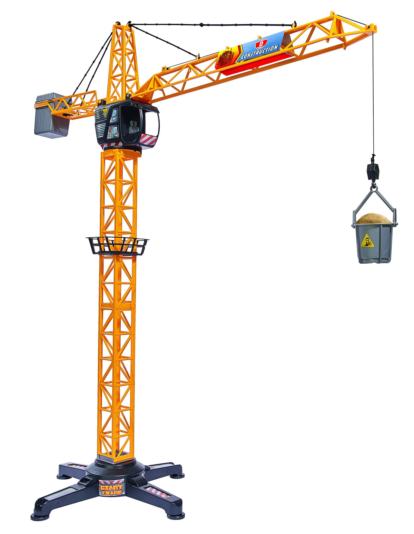 Dickie Toys - Giant Crane 100 cm - Remote-controlled construction crane with large transport bucket and cargo carrier, for children aged 3 years and older, can rotate 350 degrees.