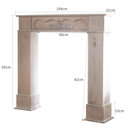 Rebecca Mobili decorative fireplace surround, white mantelpiece, wood, retro style, for living room, home decor ideas - Dimensions: 99 x 104 x 21 cm (HxLxD) - Item RE4865