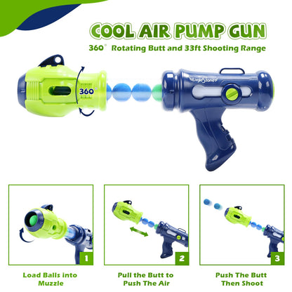 EagleStone Moving Dinosaur Shooting Toy for kids, target game with 2 air pump guns, party toy with score display, LED and sound, gift for boys and girls.