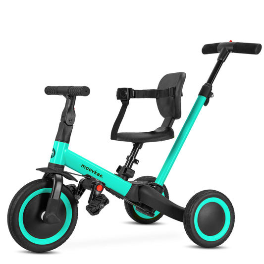 Tricycle from 1 year with push handle 6in1 - Blue balance bike - Tricycle with push handle - Baby bike from 1 year - Kids bike - Balance bikes - Safety balance bike for your child thanks to 3-point harness