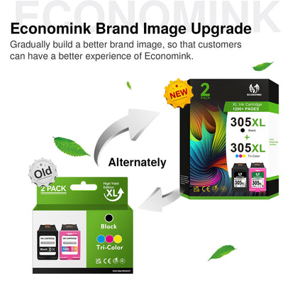 305 XL printer cartridges Black and Color Replacement for HP 305 printer cartridges 305XL for HP Deskjet 2820e 2810e 2720e 2700 4220e 4120e 2710e Plus 4120 4110 Envy 6020e 6420e 6020 6032e 6400e (2-Pack)