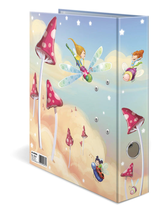 HERMA A4 Fairy Set of 10 folders, 7 cm wide, ring binders with kindergarten designs, colorful file folders with inner print for boys, girls, and children.