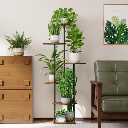 Bamworld Plant Stand Flower Stand for Outside Plant Shelf Flower Staircase Metal Outdoor Balcony Decor Bedroom Plant Pot Indoor Plants Plant Table (brown)