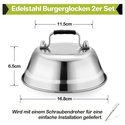 HaWare Burger Press, Set of 4 Stainless Steel Burger Press with Rubber Handle, Burger Smash Press for Grill, Steak, Cheese, Teppanyaki, Indoor & Outdoor, Dishwasher Safe - 16.8 x 6 cm
