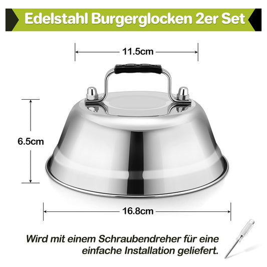 HaWare Burger Press, Set of 4 Stainless Steel Burger Press with Rubber Handle, Burger Smash Press for Grill, Steak, Cheese, Teppanyaki, Indoor & Outdoor, Dishwasher Safe - 16.8 x 6 cm
