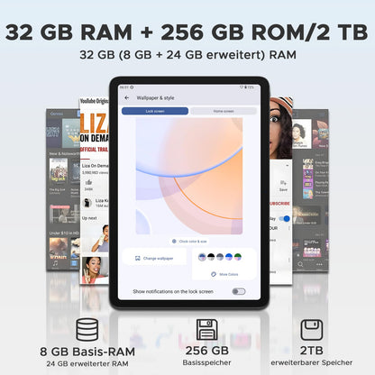 DOOGEE T36 Android 15 tablet 12 inch - 2025 New tablet with keyboard/stylus/mouse/case, 32GB + 256GB/2TB, 4G LTE, 8800mAh, 90Hz octa-core.