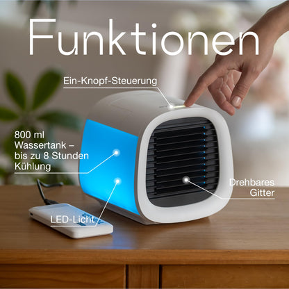 Evapolar evaCHILL air cooler & humidifier - Quiet & portable - Cooler for home, office, camping, on the go - USB connection for easy connecting & integrated LED night light - gray