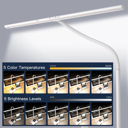 EYOCEAN desk lamp LED with gesture control & remote control, 24W 80CM clamp desk lamps, dimmable adjustable color temperatures monitor lamp, daylight lamp for home office, white.