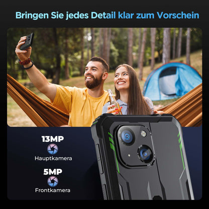 OUKITEL G2 Android 14 Outdoor Phone Unlocked, 6" HD+ Octa-Core affordable Smartphone, 16GB+64GB Smartphone 4G, 6300mAh Battery, IP68 Waterproof, 5+13MP Camera, Dual SIM, OTG-Green