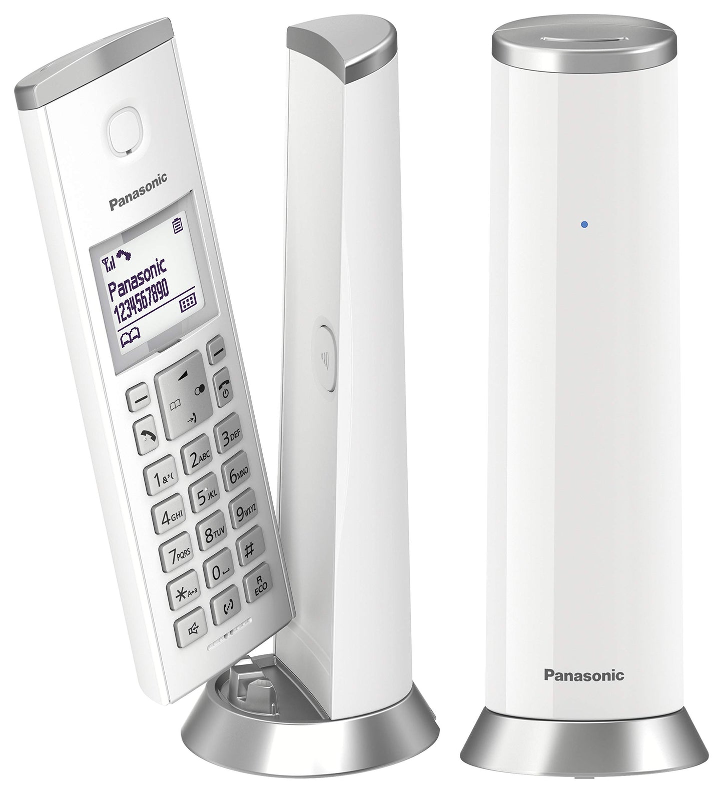 Panasonic Cordless DECT Phone KX-TGK212JTW with 1.5 inch LCD backlight, white ring tones, unwanted call block, Eco and Eco Plus, white