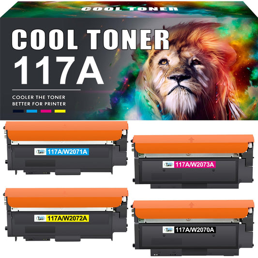 Cool Toner Compatible for HP 117A Toner Set as Replacement for Color Laser MFP 178nwg 179fwg 150nw 179fnw 150a 178nw W2070A W2071A W2072A W2073A Toner Cartridge (Black Cyan Yellow Magenta 4-Pack)