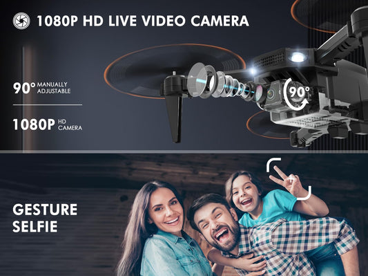 720P HD camera drone for kids, RC quadcopter with headless mode, 3D flip, altitude hold, flight path, toy and gift for boys girls beginners.