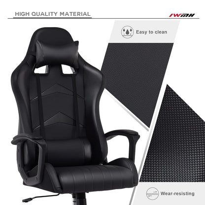 IntimaTe WM Heart Gaming Chair, Ergonomic Gamer Chair, Desk Chair with Adjustable Headrest and Lumbar Pillow, Computer Chair with High Backrest, 52 x 49 x 130cm (Black)