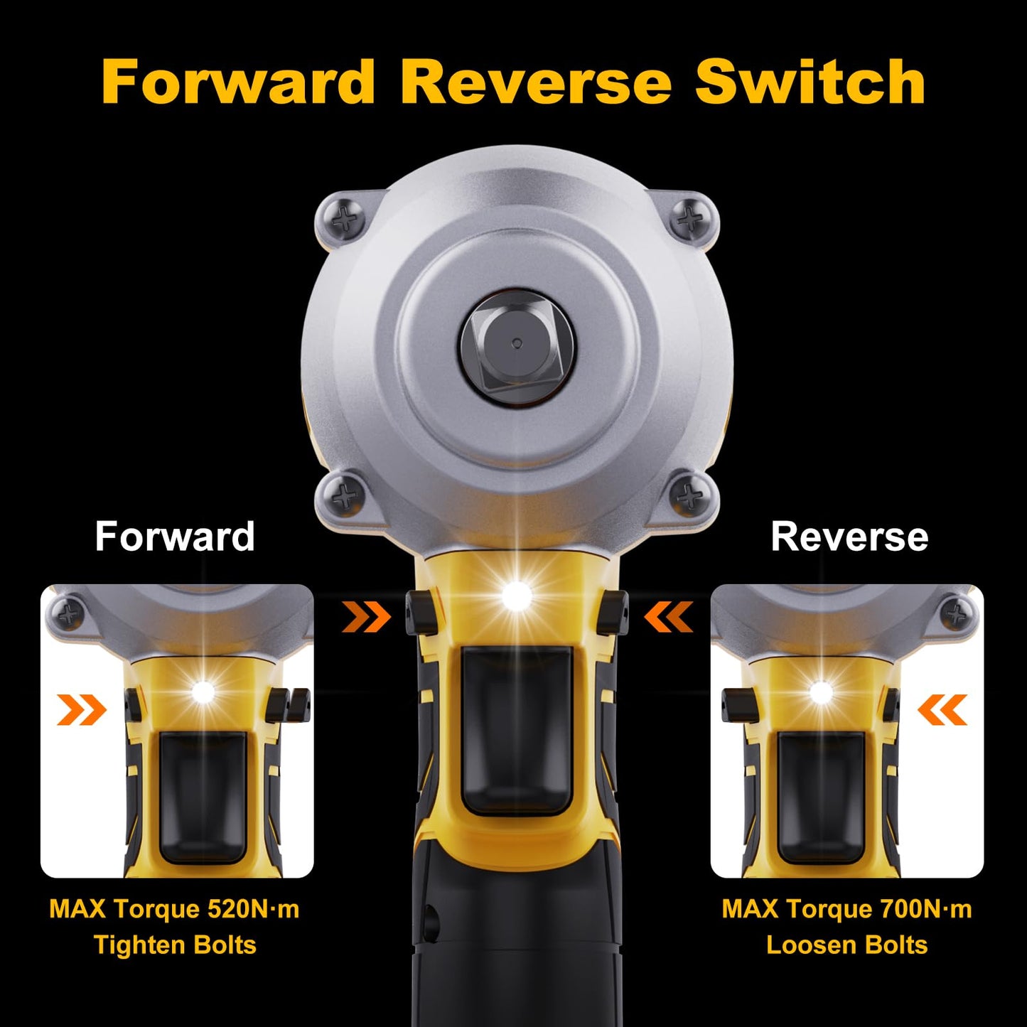 Mowis 700N.m professional 21V cordless impact wrench with 4.0Ah battery, 4800 RPM brushless motor, 3 variable speeds, 4 sockets for automotive and household use.