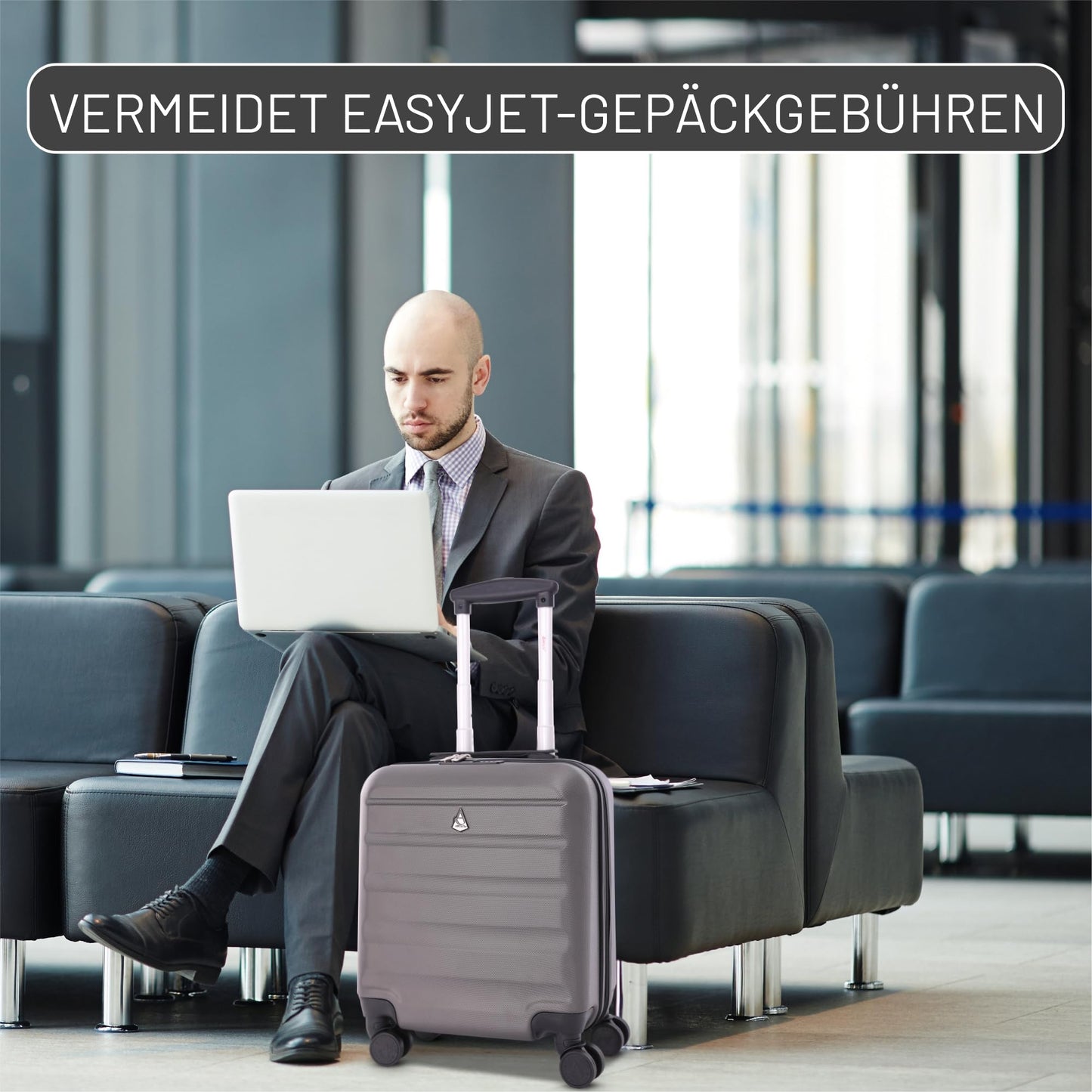 Aerolite 45x36x20cm easyJet Maximum Carry On ABS Lightweight Hard Shell Cabin Trolley Underseat Trolley Boarding Luggage 45x36x20 with 4 Wheels and TSA-Approved Lock (Charcoal Grey)