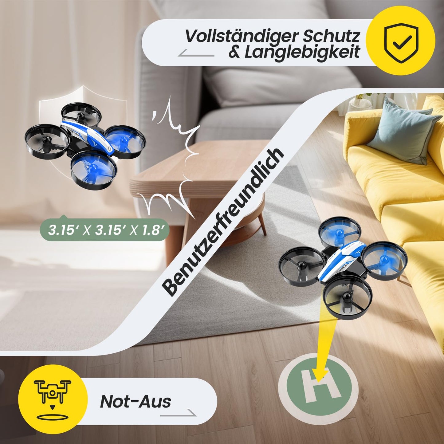 Holy Stone HS210 Mini Drone for Kids, RC Quadcopter Nano Drone with 3 Batteries 21 Min. Long Flight Time, Altitude Hold, 360° Rolls, Headless Mode, One Key Start Indoor Gift for Beginners, Blue, C0