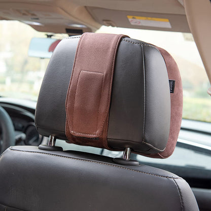 Forbell Auto Headrest Neck Pillow Accessory Cushion Memory Cotton Car Headrest Pillow Headrest Pillow for Car Suede (Wine Red)