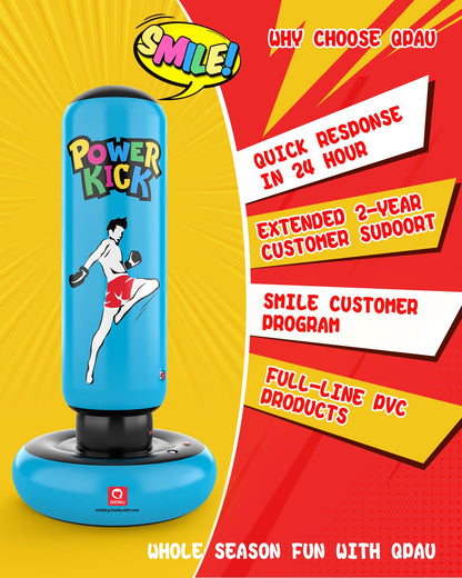 QPAU Kids Punching Bag, 168cm tall, gifts for boys and girls ages 5-12 for practicing Karate, Taekwondo, MMA, and releasing pent-up energy (Blue)