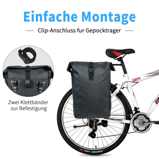 FINEW Bicycle Bag for Luggage Rack 20L - 100% Waterproof, Luggage Rack Bag Multifunctional Rear Luggage Bag Waterproof Rear Seat Bag, 2 in 1 Bicycle Reflective Shoulder Bag With Carrying Strap