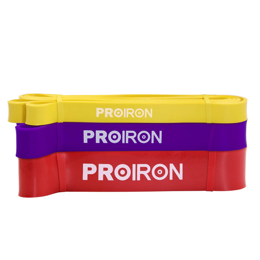 PROIRON Resistance Bands, Set for strength training, Pull Up Fitness bands, bands for strength training for Fitness/Sport/Muscle building/Pull-up/Yoga/Crossfit - A 3-piece set (Yellow+Purple+Red)