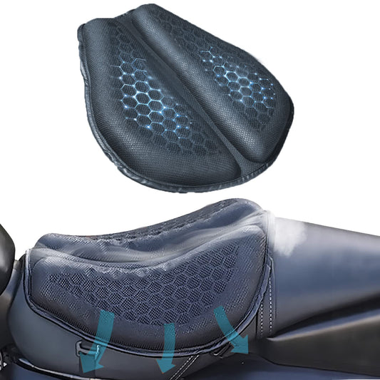 PhyiFlbey Motorcycle Gel Seat Cushion Moto 3D Honeycomb Universal Seat Cover Structure Breathable Shock Absorbing reduces Motorcycle Gel Seat Pad for Comfortable Long Rides Patent No.: 015020732-0001