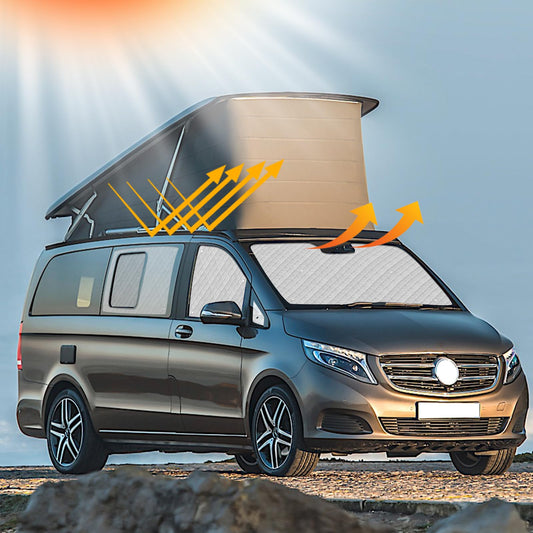Motorhome windshield sunshade replacement for Mercedes-Benz VITO III W447 2014-2022, sunshade for front windshield, internal thermal roller blind set with storage bag (5PCS-for W447)