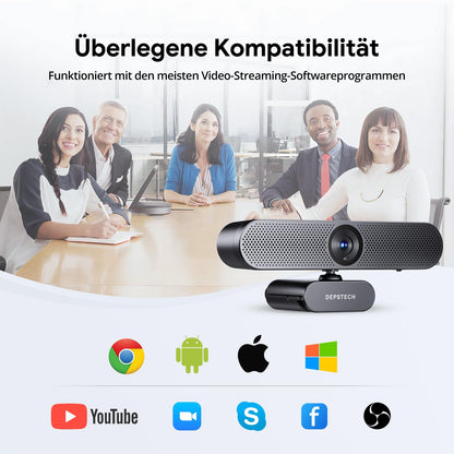 DEPSTECH DW50 Pro Webcam 4K, Ultra HD with Microphone, 3X Zoom, 1/2.55 Sony Sensor, Dual Mics with Noise Reduction, Remote Control, Autofocus Streaming Camera for PC Laptop Mac, Teams