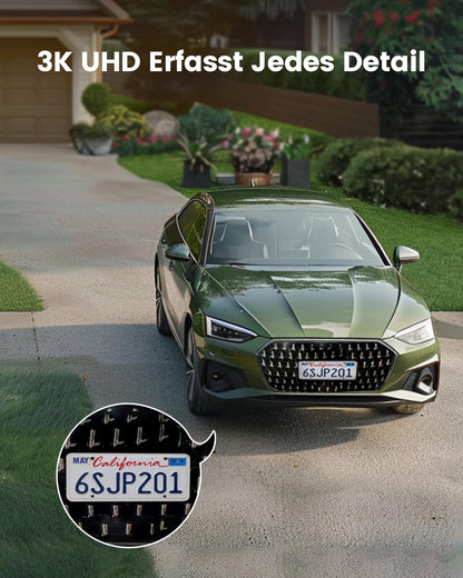 AOSU 3K Outdoor Battery Solar Surveillance Camera, 5MP Wireless WiFi Outdoor Security Camera, 360° Panoramic PTZ, Auto Tracking, Night Vision, 2 Pack.