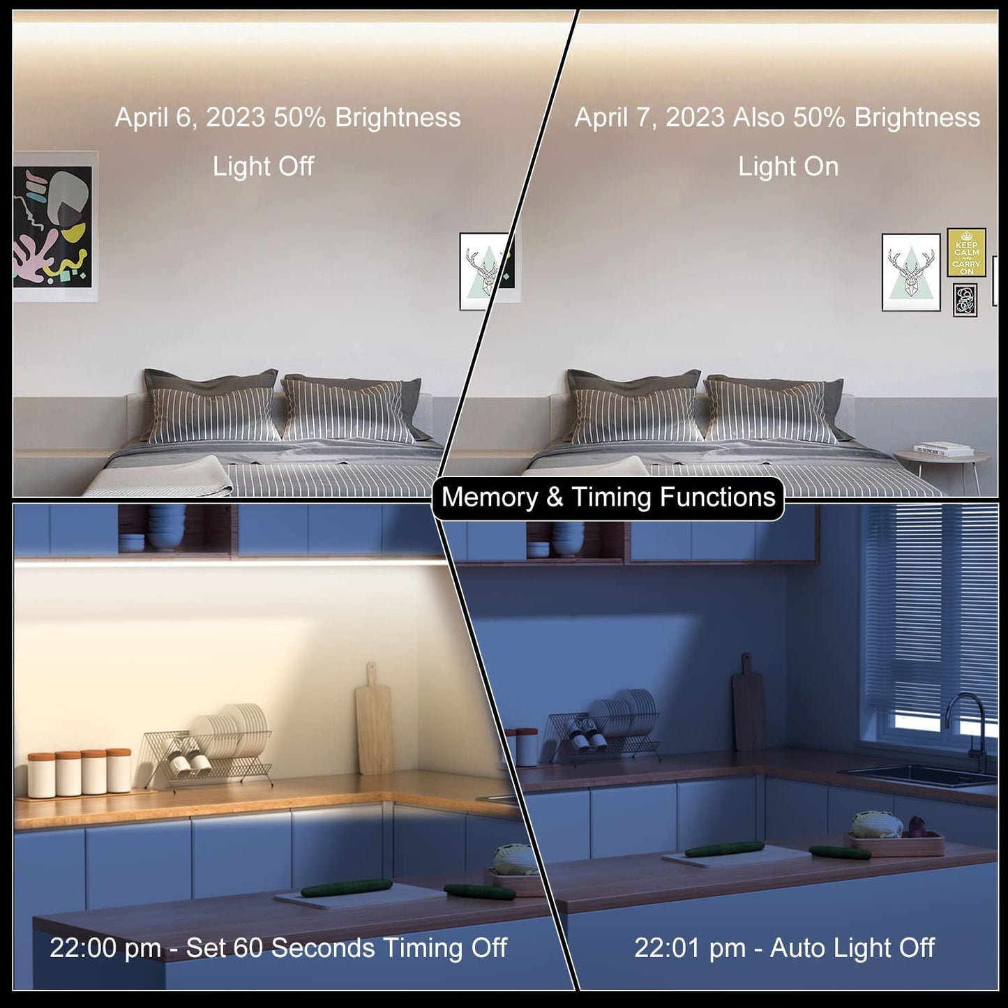 COB LED strip 6m 24V dimmable white, BUNACET LED bar band stripes light strip warm white 3000K-6500K cool white 3456 LEDs, with power supply RF remote control & APP Bluetooth for kitchen bedroom decoration