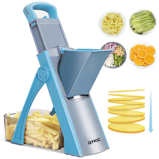 QYKIC Vegetable Cutter, ONCE FOR ALL Adjustable Vegetable Slicer Genius Mandoline Vegetable Slicer Potato Slicer Onion Slicer (Blue)