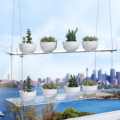 ZerzSemp Hanging Acrylic Plant Shelves for Windows, adjustable height, transparent, hanging indoor window, wall-mounted, plant tray for kitchen, bedroom, for growing herbs.