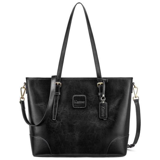Cattee women's shoulder bag made of genuine leather handbag with 14-inch laptop compartment.