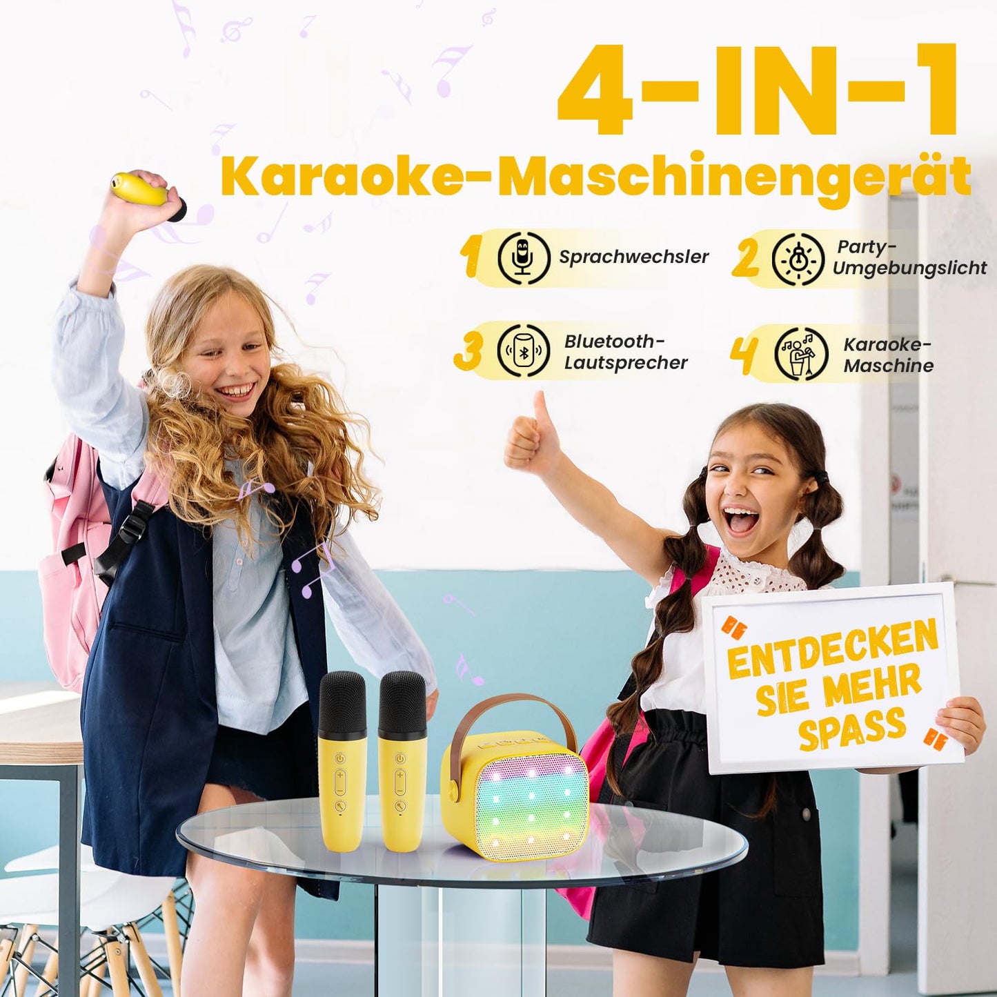 Karaoke Machine for Kids with 2 Microphones: [Premium Version] Mini Karaoke Machine, Gift for Girls 3-12 Years, Karaoke Set for Kids, Portable Music Box Toy for Birthday Gift Family Party.